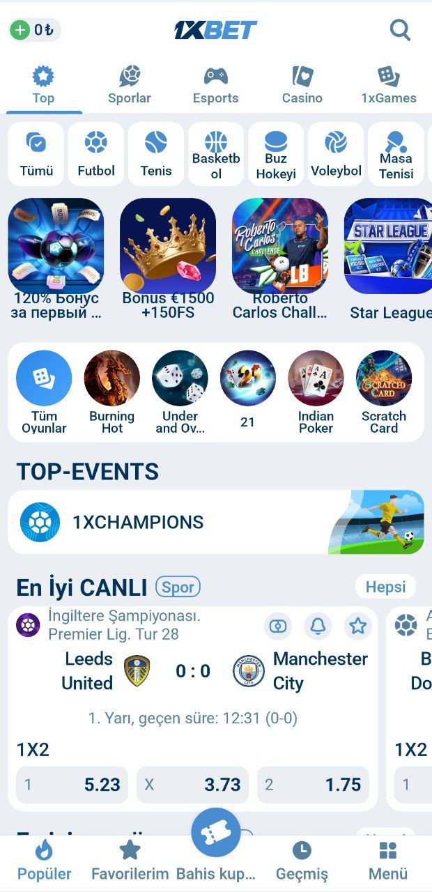 1xBet mobil uygulama